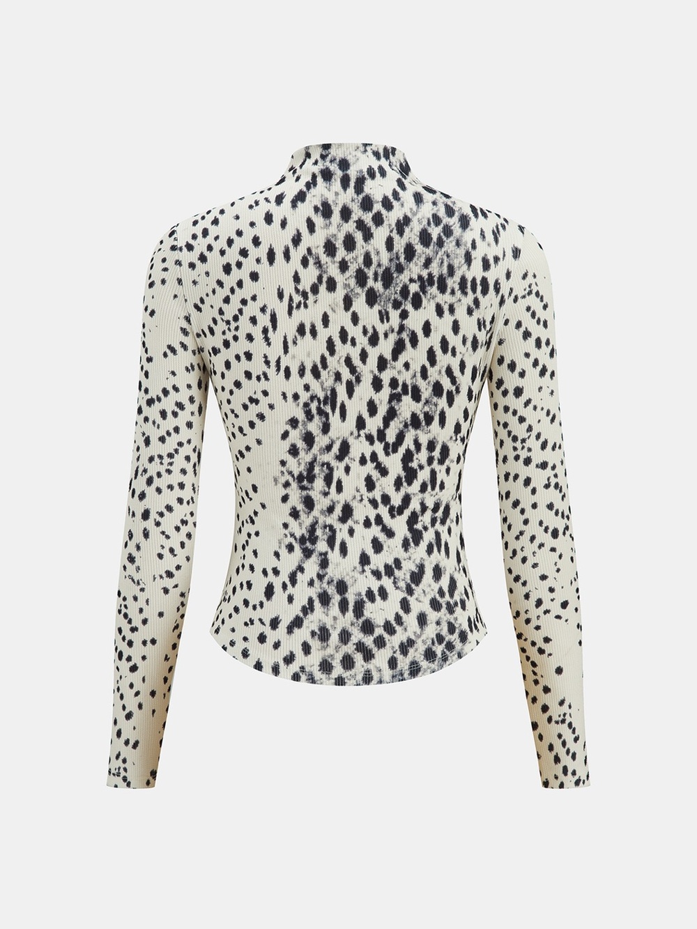 Commense Leopard Print Ribbed Mock Neck Top - Picture 5 of 5